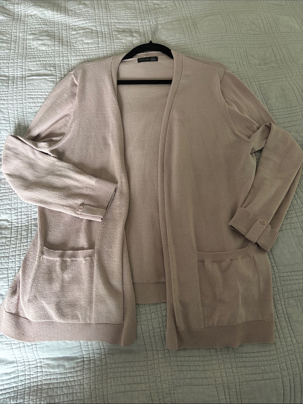 Verve Ami Light Blush Open-Front Cardigan with Patch Pockets
